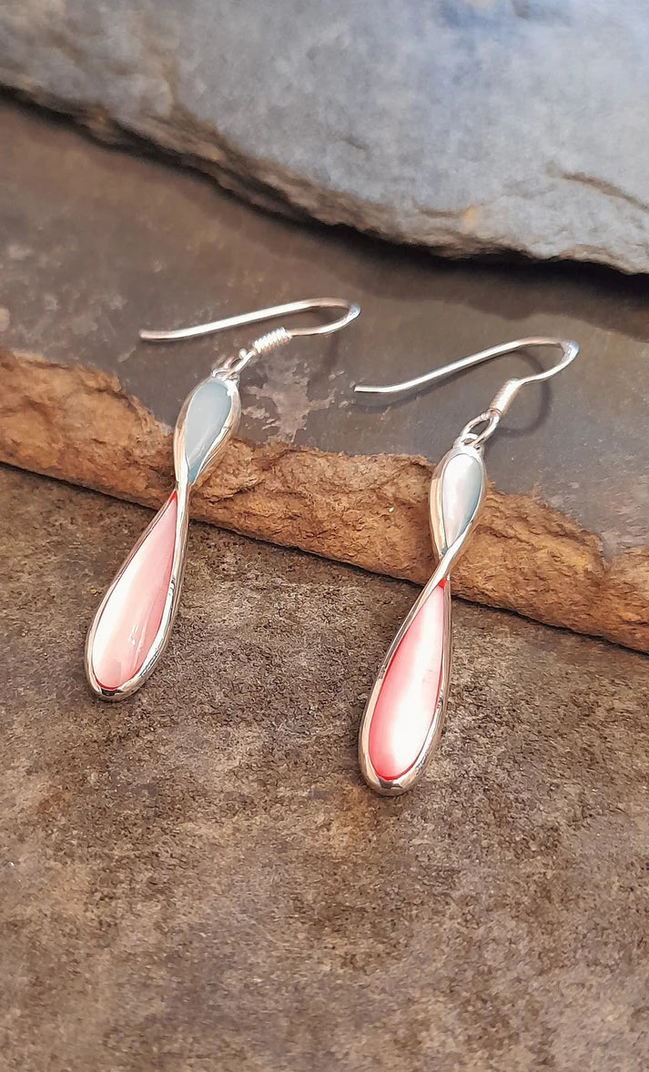 Blue Lily 28mm Pink & Blue Mother of Pearl Drop Earrings - SE442B