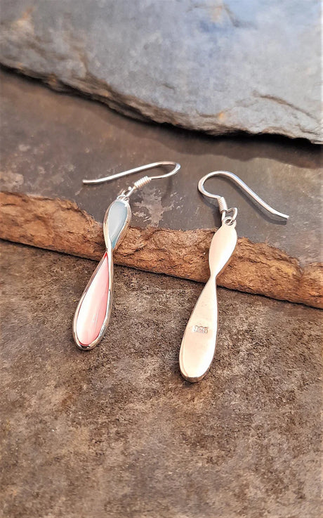 Blue Lily 28mm Pink & Blue Mother of Pearl Drop Earrings - SE442B