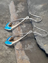 Blue Lily 25mm Syn Opal Open Tear Drop Earrings - SE477B