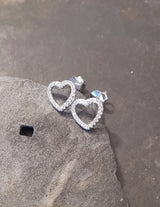 Blue Lily 10mm Clear Crystal Outline Heart Stud Earrings - SS638B