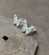 Blue Lily 9mm Butterfly with Multi Coloured Crystal Wings Stud Earrings - SS646B