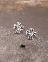 Blue Lily 9mm Silver Four Clover Stud Earrings - SS666B