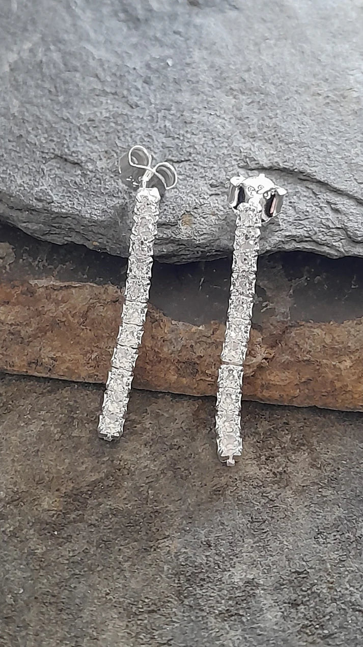 Blue Lily 25mm Clear Crystal Elegant Drop Earrings - SE506B