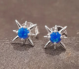 Blue Lily 5mm Syn Opal Silver Star Stud Earrings - SS696B