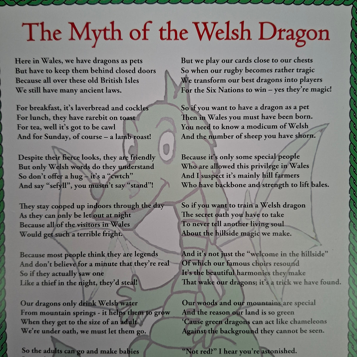 Poem Myth Of Welsh Dragon
