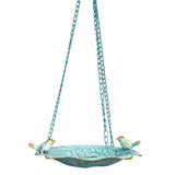 Green Key Blue Cracked Effect Hanging Bird Bath