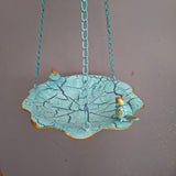 Green Key Blue Cracked Effect Hanging Bird Bath