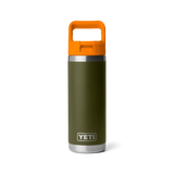 Yeti Rambler® 18oz (532ml) Straw Cap Bottle - Olive/ King Crab Orange