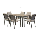 Bramblecrest 164cm x 95cm Fawn Zurich 6 Seat Rectangle with Parasol & Base Set - X25ZR02