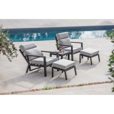 Bramblecrest Zurich 2 Seater Recliner Set Footstools & Side Table - Anthracite