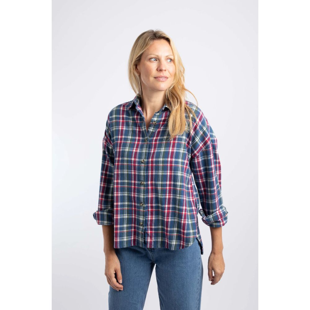 Weird Fish Corin Brushed Check Shirt - Aster Blue