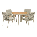 Bramblecrest Mocha RHS Wisley 110cm Round 4 Seat with Parasol & Base Set