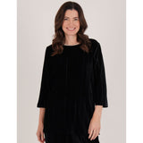 Tigi Pleated Three Quarter Length Sleeve Tunic Top - Black