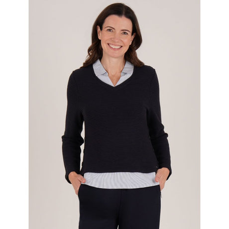 Tigi Ribbed Mock Shirt Jumper - Navy