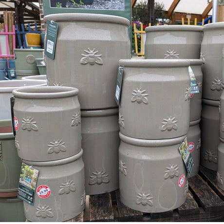 Woodlodge 30cm Grey Bee B Glazed Pot - YBE4GYB30