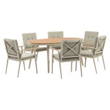 Bramblecrest Mocha RHS Wisley 175cm x 120cm Elliptical 6 Seat with Parasol & Base Set