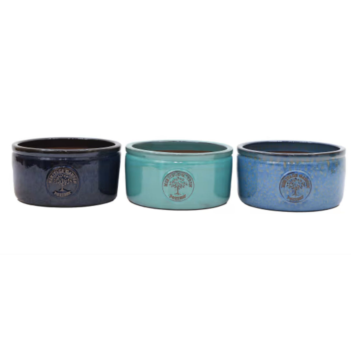 Woodlodge 33cm Reactive Dark Blue Low Edwin Cylin Pot