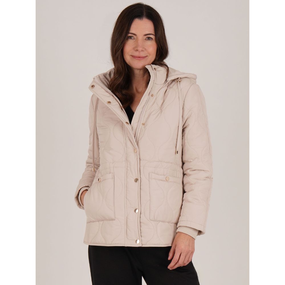 Tigi Onion Stitching Quilted Hooded Jacket - Cream