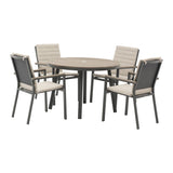 Bramblecrest 110cm Fawn Zurich 4 Seat Round Dining Set with Parasol & Base - X25ZR01