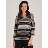 Tigi Stripe & Diamantes Crew Neck Top - Brown