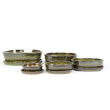 Woodlodge 15cm Green Glazed Oval Bonsai Pot & Saucer