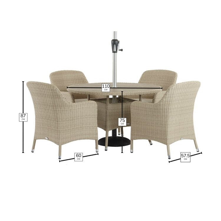 Bramblecrest Tetbury 4 Seater Round Dining Set Nutmeg