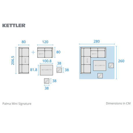 Kettler Palma Signature Mini Corner Garden Furniture Set in Whitewash