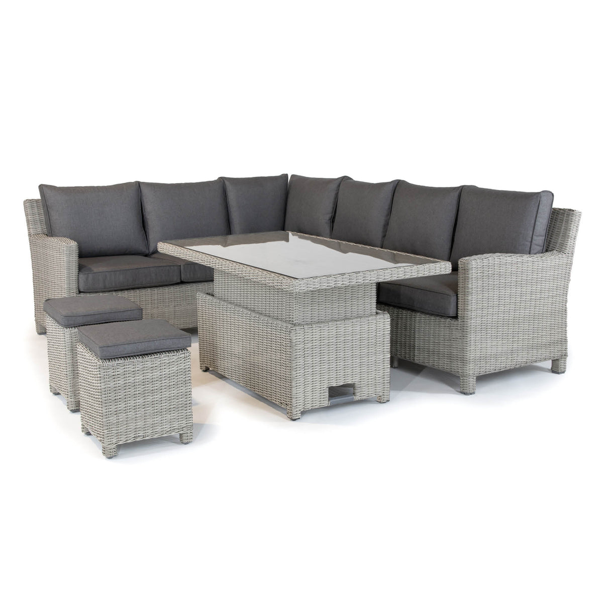 Kettler Signature Whitewash Palma Right Hand Corner Furniture Set (with Aluminium Adjustable Table)