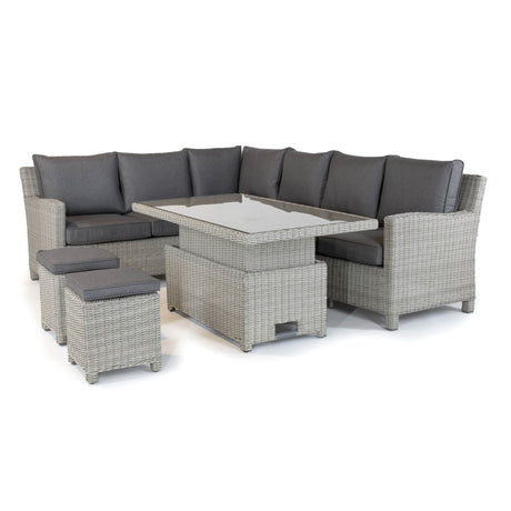 Kettler Signature Whitewash Palma Right Hand Corner Furniture Set (with Aluminium Adjustable Table)