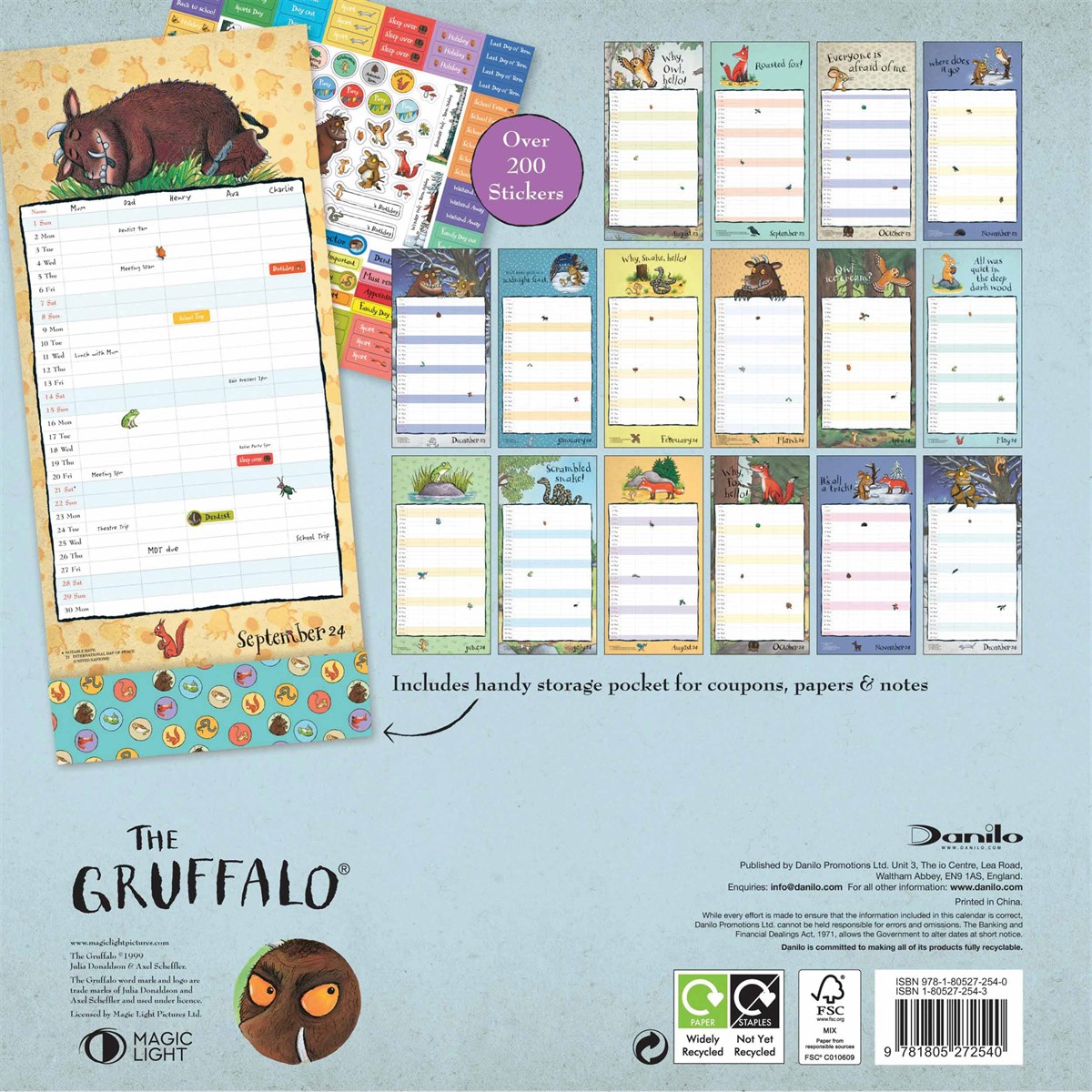 Calendar 2024 Gruffalo Wall Planner Old Railway Line Garden Centre