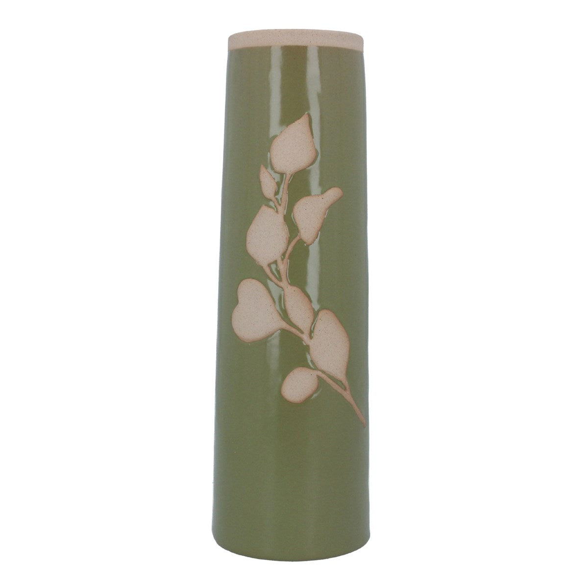 Gisela Graham 32cm Sage Green Branch Impression Ceramic Vase