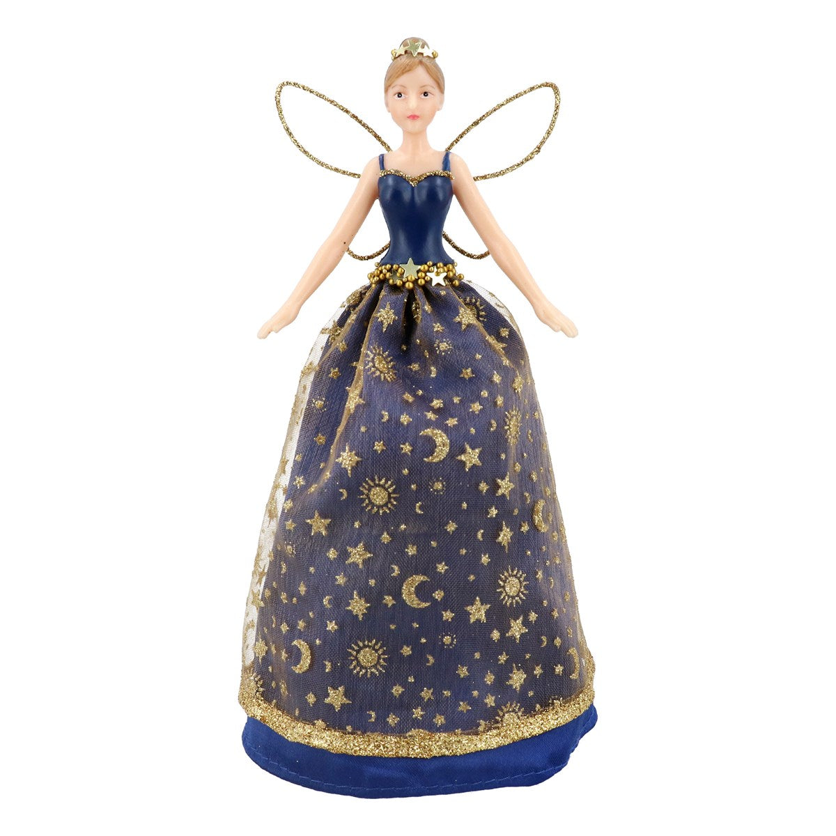 Gisela Graham Blue & Gold Resin Fairy Tree Topper - 34580