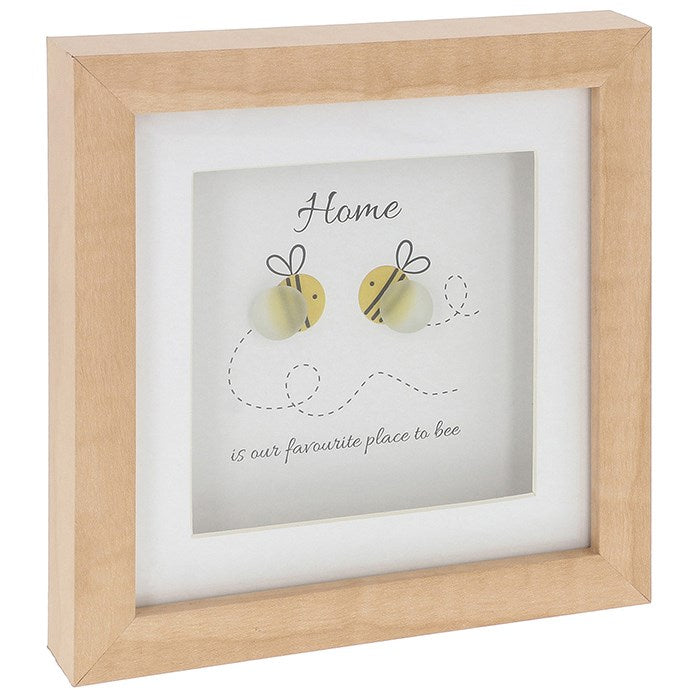 Joe Davies Pebble Glass Square Plaque Bee - 348106