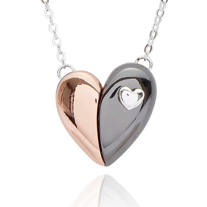 Joe Davies Two Tone Mixed Metal Heart Necklace - 349240
