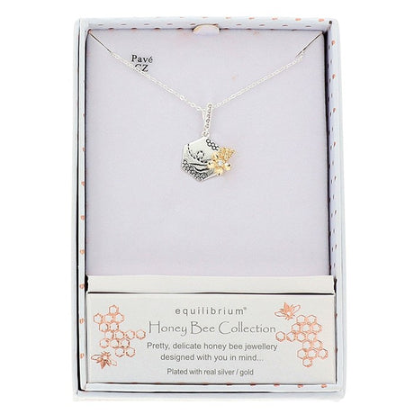 Equilibrium Honey Bee Honey Comb Two Tone Necklace