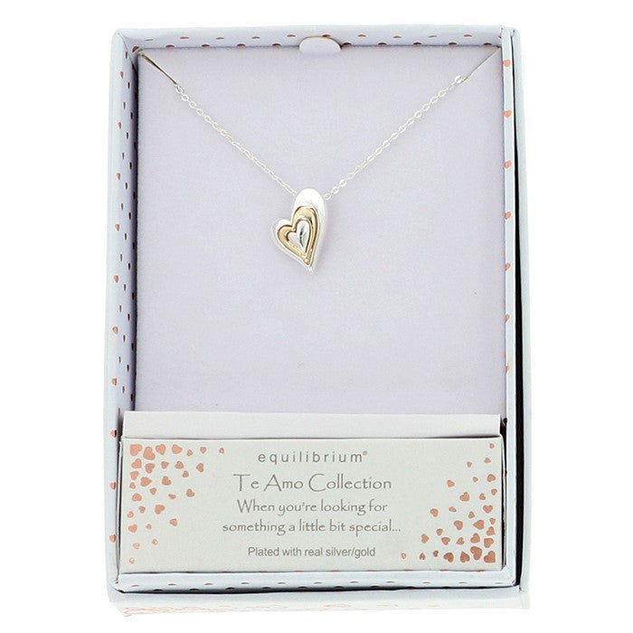 Equilibrium Te Amo Layered Heart Two Tone Necklace