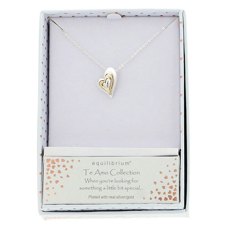 Equilibrium Te Amo Layered Heart Two Tone Necklace