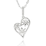 Equilibrium Daisy Chain Daisy Heart Silver Plated Necklace