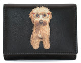 Mala Leather 11cm Black Coco's Glasses Medium Dog Tri Fold Purse - 3668 12