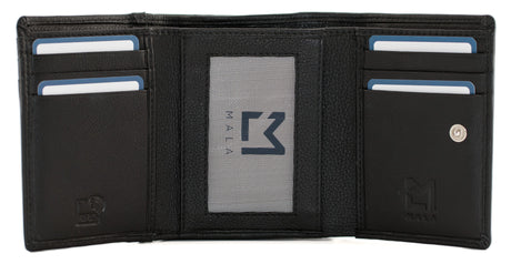 Mala Leather 11cm Black Coco's Glasses Medium Dog Tri Fold Purse - 3668 12