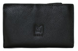 Mala Leather 14cm Black Kitty Crew Large Tri Fold Purse - 3682 36