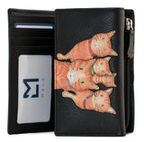 Mala Leather 14cm Black Kitty Crew Large Tri Fold Purse - 3682 36