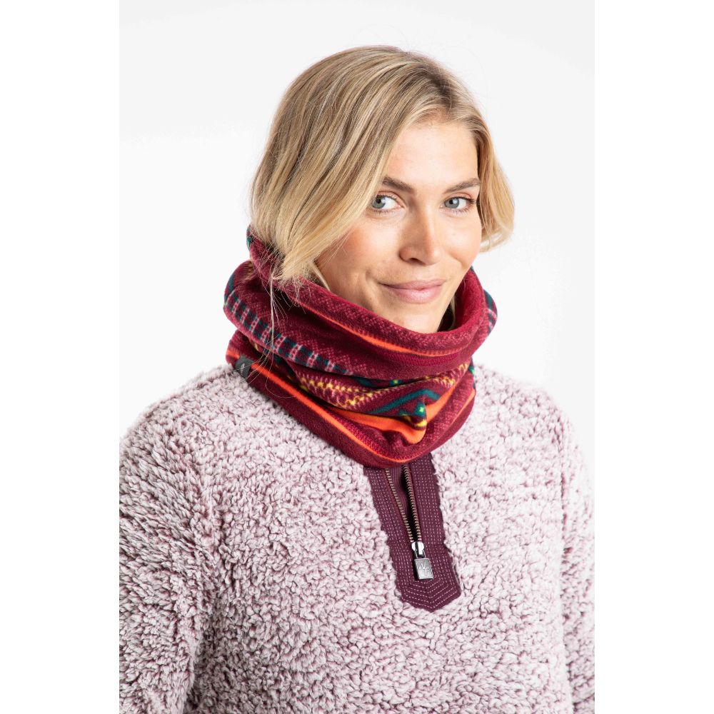 Weird Fish Camira Printed Reversible Fleece Snood - Antique Cherry