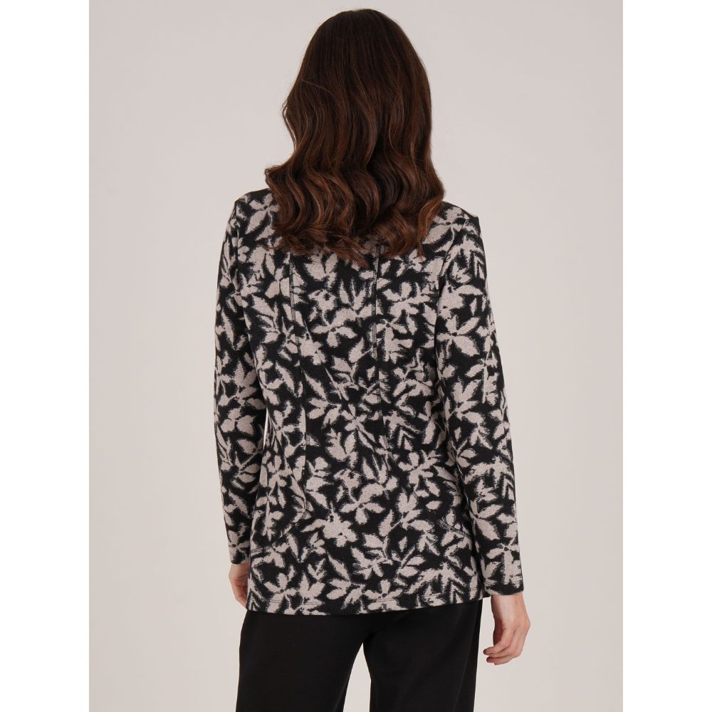 Tigi Abstract Flowers Cowl Neck Top - Grey