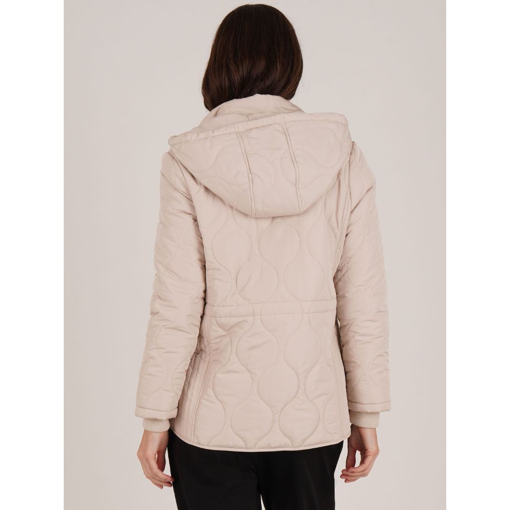 Tigi Onion Stitching Quilted Hooded Jacket - Cream