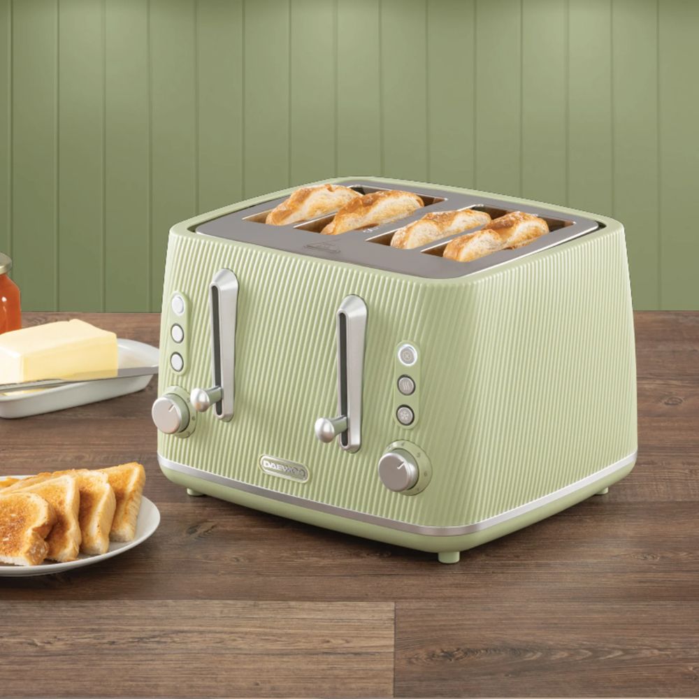 Daewoo Cascade 4 Slice Toaster - Sage Green