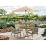 Bramblecrest Mocha RHS Wisley 110cm Round 4 Seat with Parasol & Base Set