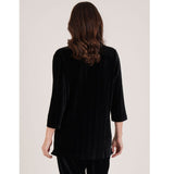 Tigi Pleated Three Quarter Length Sleeve Tunic Top - Black