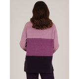 Tigi Colour Block Cable Knit Cowl Neck Jumper - Purple