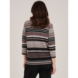 Tigi Stripe & Diamantes Crew Neck Top - Brown
